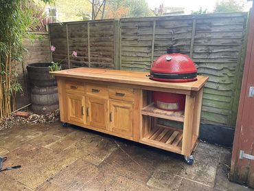 Outdoor Kamado BBQ station - Created by Pinewood Designs, Ashford Kent 