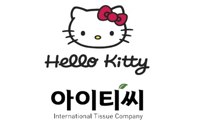 Hello Kitty logo with Korean text below it.