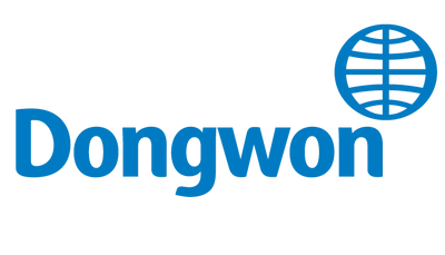 Dongwon logo with blue text and circular emblem.