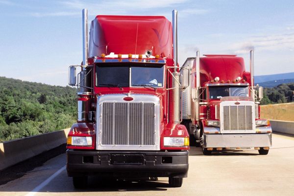 Group of semi trucks