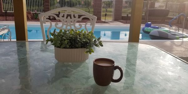 Morning coffee by the pool while you plan you day  