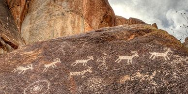 Pictographs in Grapeine Canyon of  Christmas tree pass. 