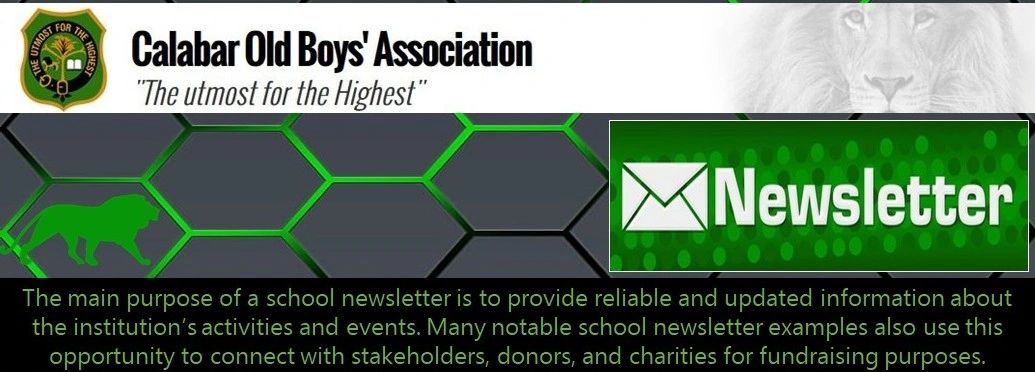 Calabar Old Boys' Association newsletter info and purpose.