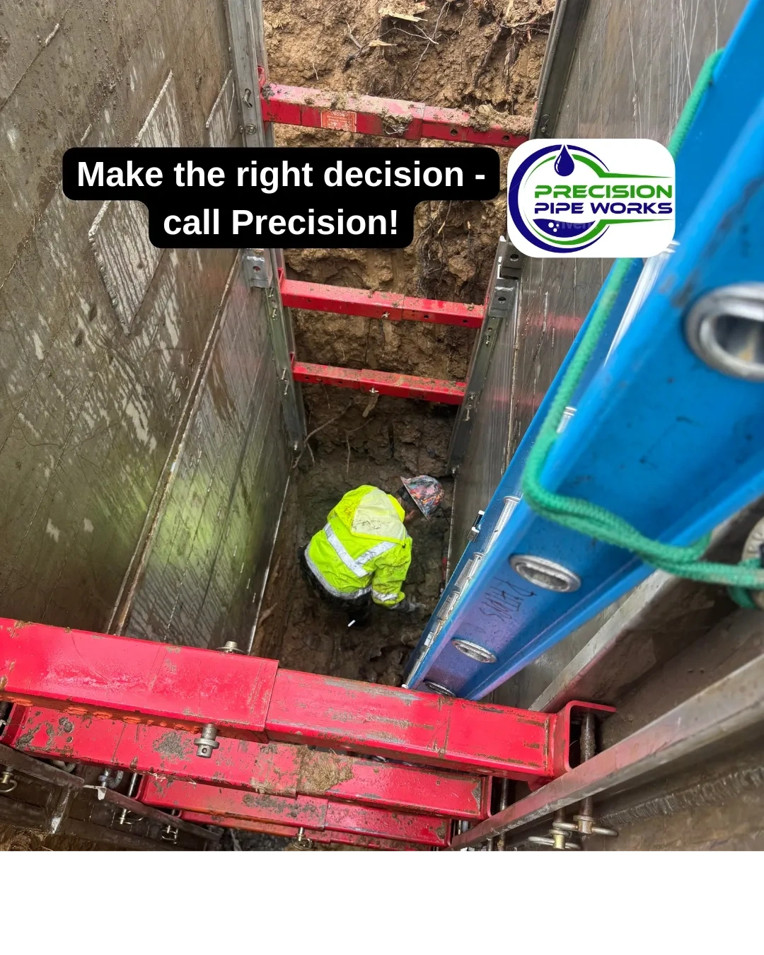 Reading, Ohio root intrusion caused collapsed pipes. Precision Pipe Works dug down to replace the li