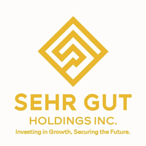 Sehr Gut Holdings Inc. logo with a gold geometric design and tagline.