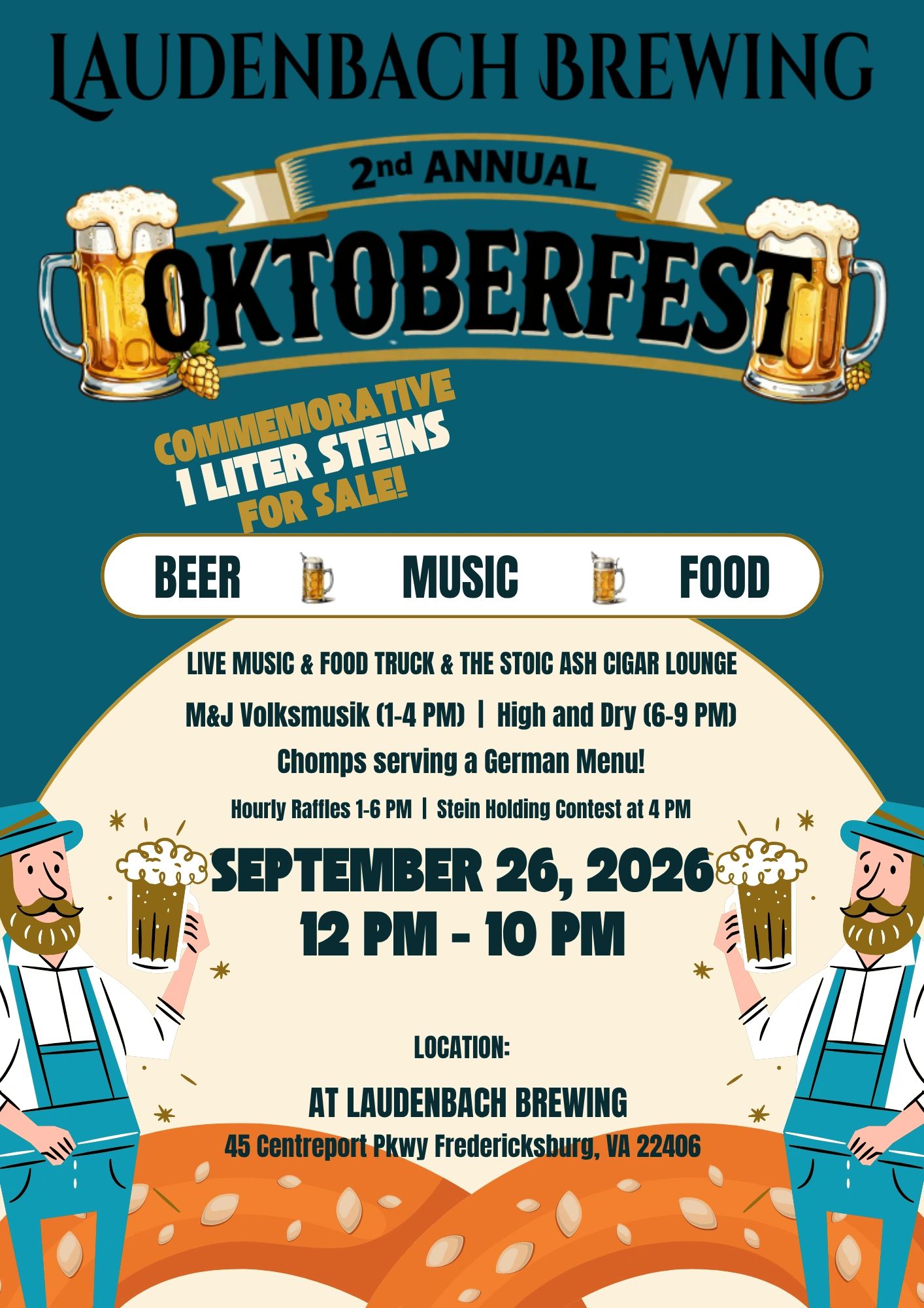 Laudenbach Brewing's 2nd Annual Oktoberfest with beer, music, food, and contests on Sept 26, 2026.