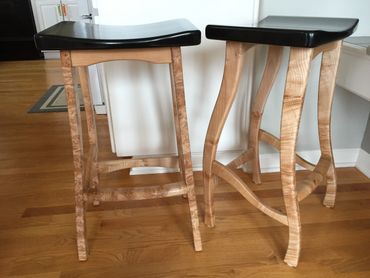 Original bar stools made with figured maple and poplar.