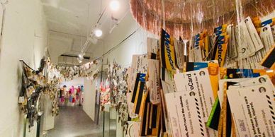While working at MFTA, Mohammed gathered a diverse array of materials including MetroCards, beads, h