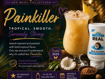 Island inspired . Cream of Coconut provided on the side.
Sold 16oz & gallon only!
