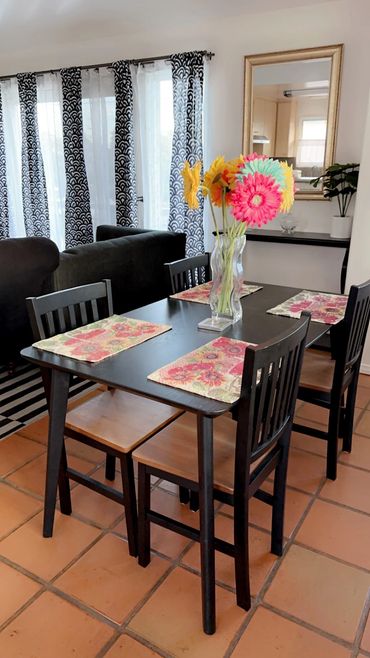 Dining room table seats four