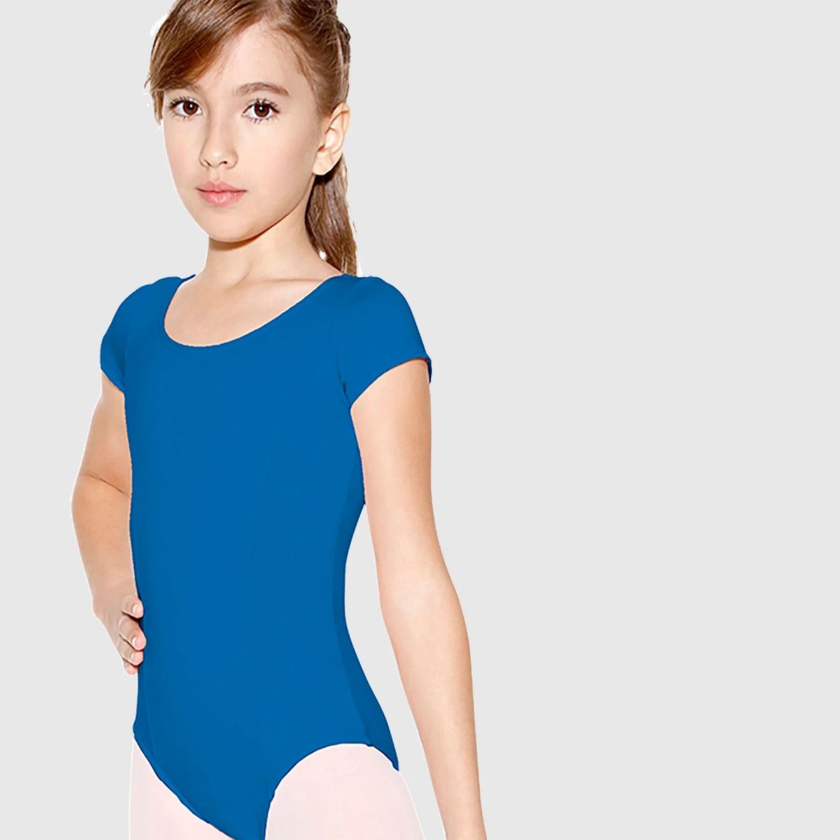 TRISSIE-CHILD CAP SLEEVE CLASSIC LEOTARD WITH ROUNDED NECKLINE