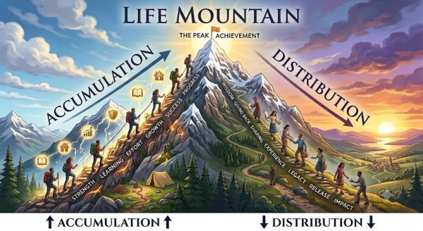 Life Mountain showing accumulation and distribution paths.