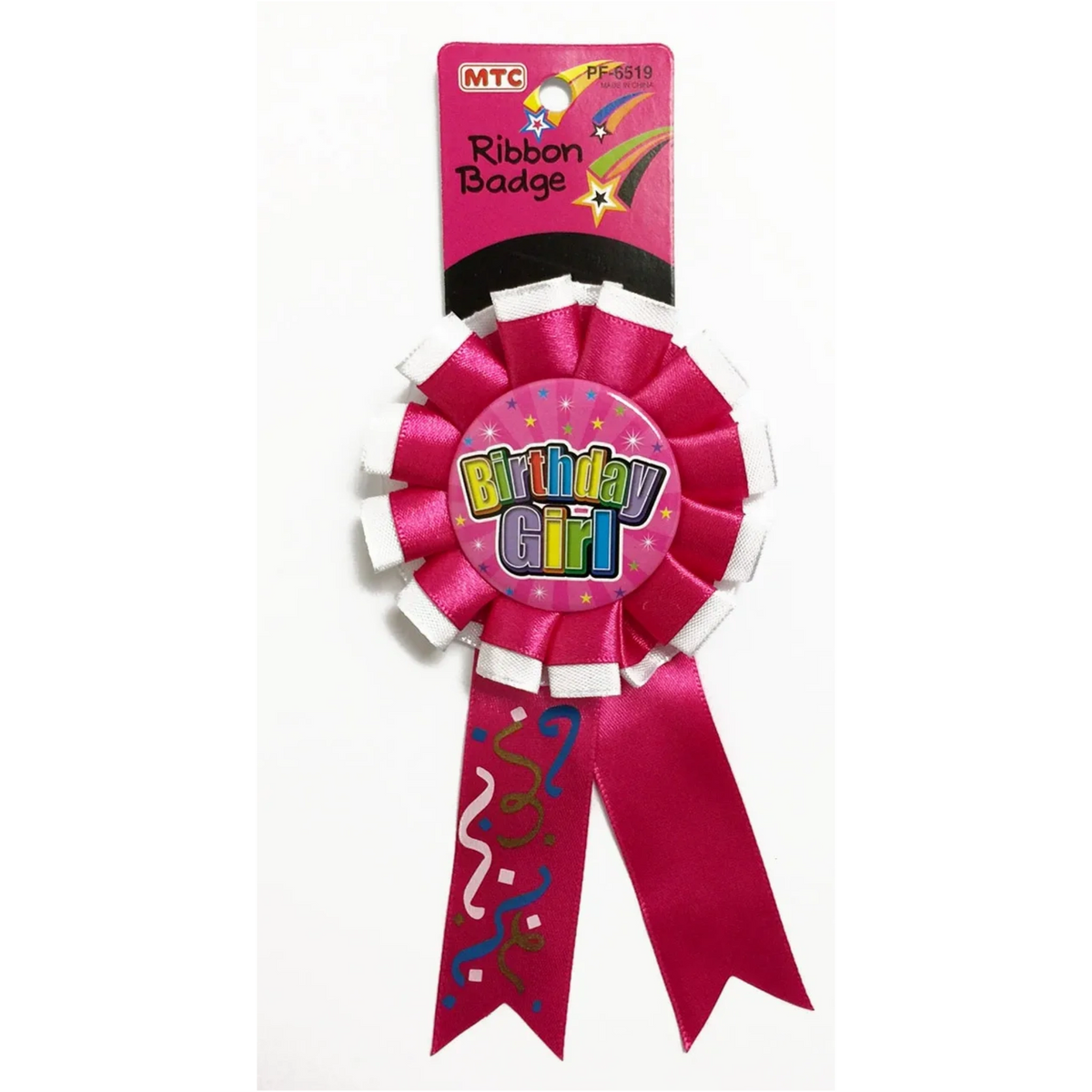 PF6519 Ribbon Badges Birthday Girl (24 Packs)