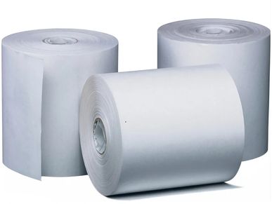 Three large rolls of white paper.