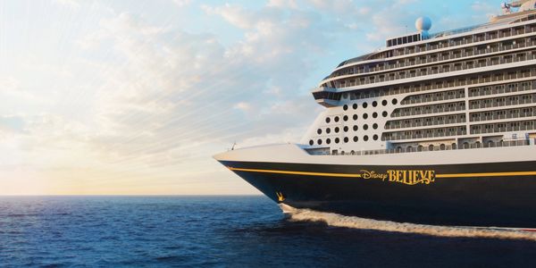 Disney Believe cruise ship sailing at sea.