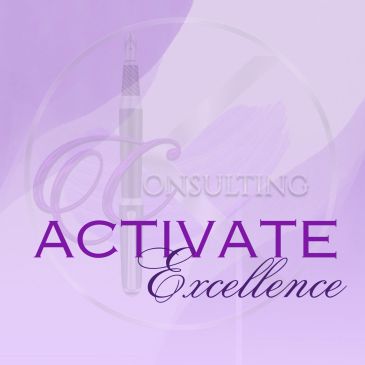 Purple-themed logo with the phrase 'Activate Excellence' and a pen symbol.
