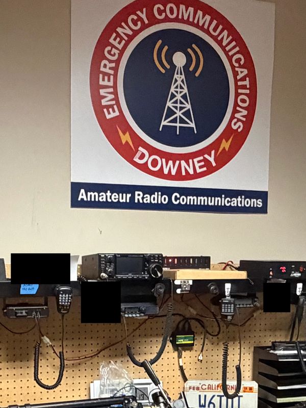 Emergency communications amateur radio setup in Downey.