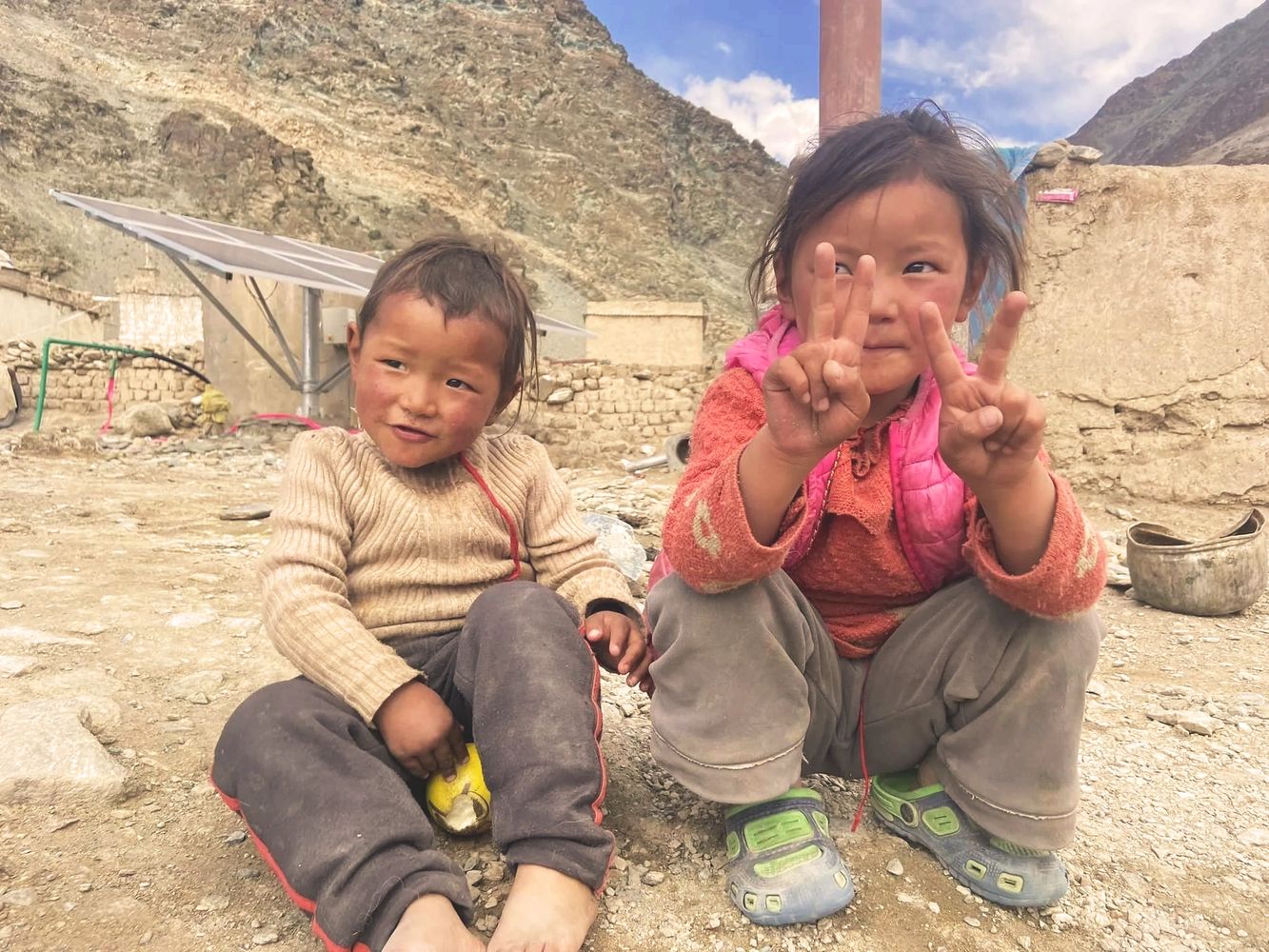 Brother and Sister Peace sign