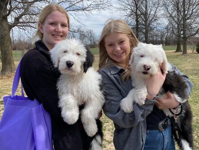Grace took Mr. Hairy to her town, so that his owner only had to drive part way to get him! 
