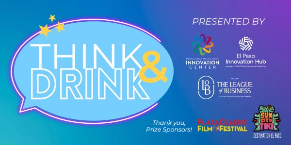 Promotional banner for Think &amp; Drink event with sponsor logos.