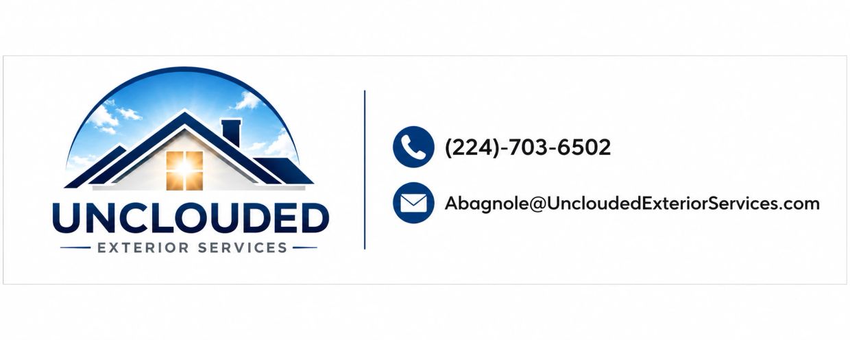 Unclouded Exterior Services contact information with logo.