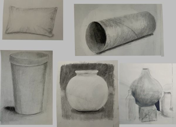 Studies of a variety of objects.
Charcoal on paper