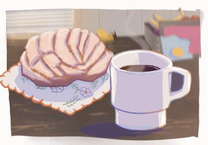 Digital Gif
Hot coffee and sweet bread are nostalgic of  comforting mornings with family