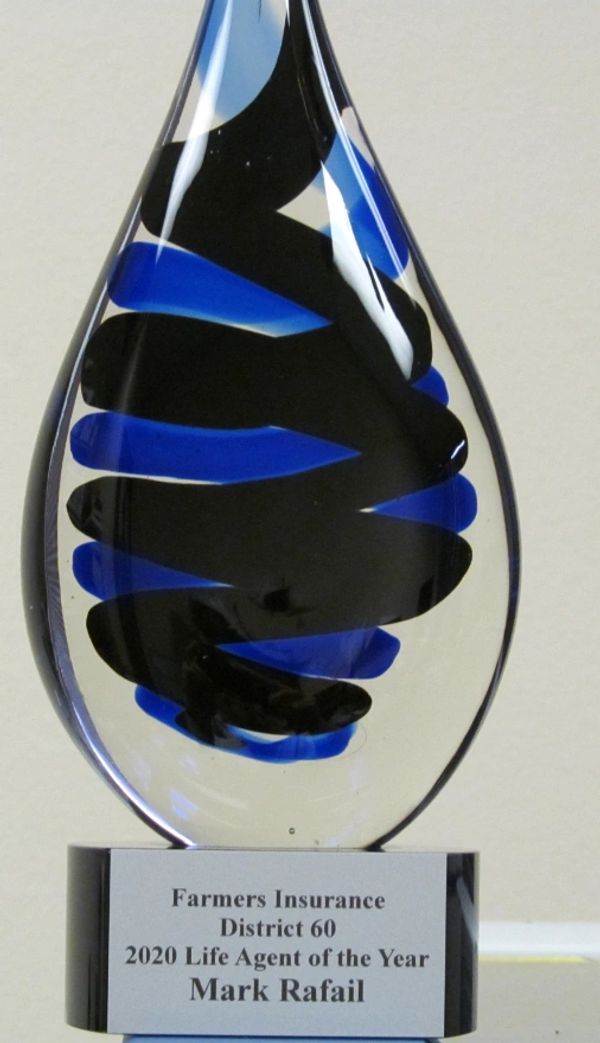 11 1/4" Black Twist Raindrop Art Glass Award