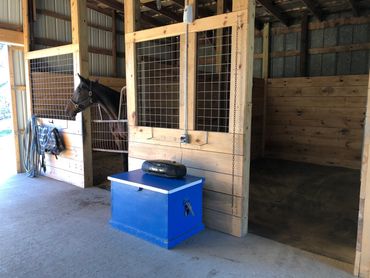 two 10x15 stalls for horses on stall rest