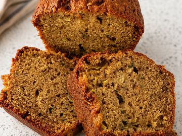 Slices of moist zucchini bread.