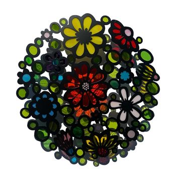 Colorful stained glass flower design.
