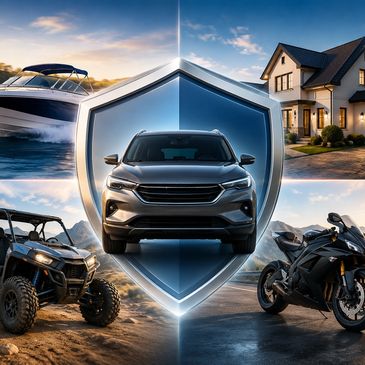 Protección y cobertura para vehículos, motos, RZRs, botes y hogares con atención personalizada.