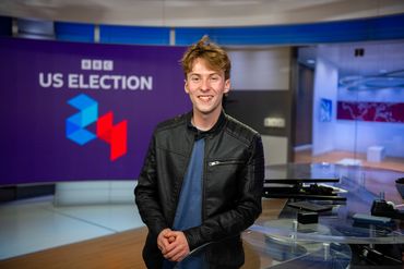 Jamie Moreland stood in the BBC News studio in the Washington DC bureau, USA