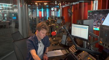 Jamie Moreland working in a BBC radio studio