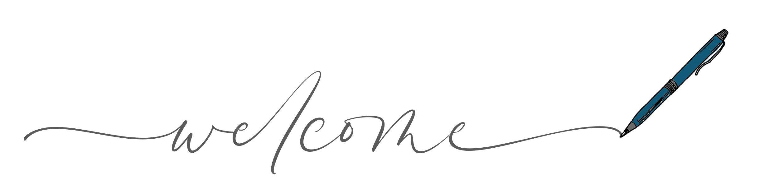 welcome in cursive with pen, welcome auf schreibschrift mit Stift