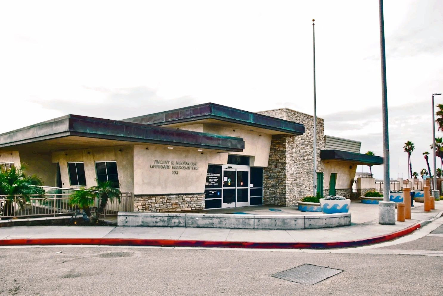 A small, stone and stucco building 