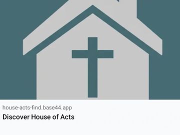 Logo of a church with a cross inside a house outline.