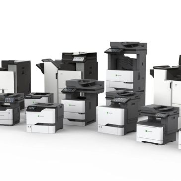 Selection of Lexmark's modern office printers and copiers.