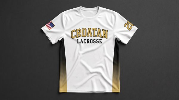 White Croatan Lacrosse jersey with gold and black accents.