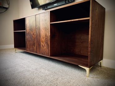 Handmade entertainment center. media console. custom cabinetry. solid wood cabinet, custom cabinet.