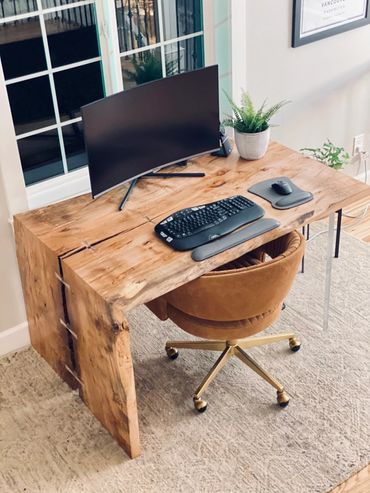 Desk. Custom desk. Handmade desk.Maple desk.waterfall desk. live edge desk.