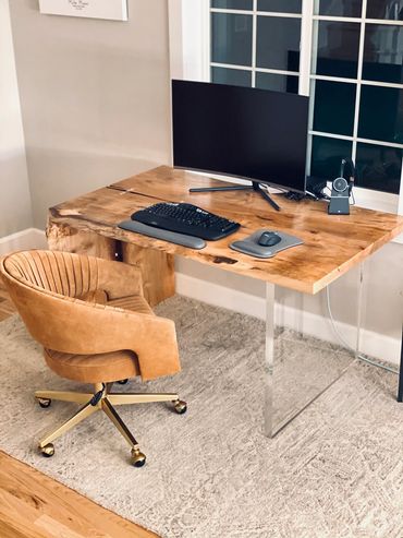 Desk. Custom desk. Handmade desk.Maple desk.waterfall desk. live edge desk.