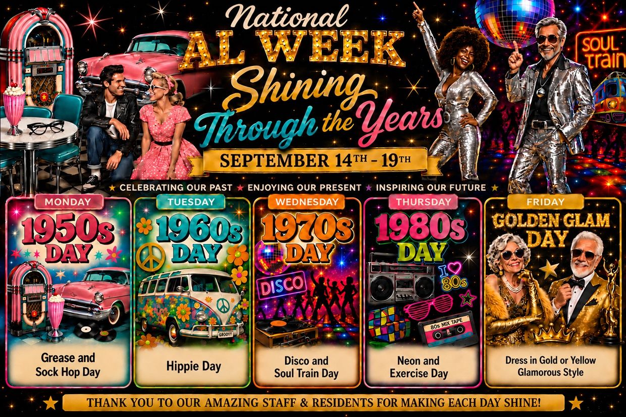National AL Week event with themed days from 1950s to Golden Glam.