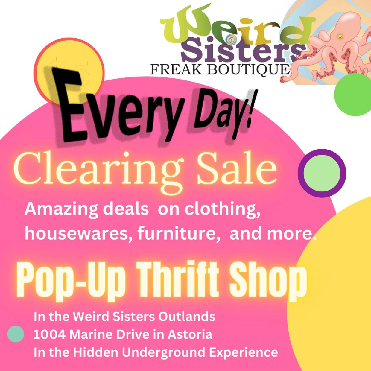 You asked for it - we listened - Clearing Sale EVERY day. 

The end of the month is still when we ma