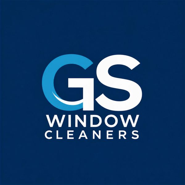 Logo for GS Window Cleaners on a dark blue background.
