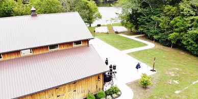 Wedding venue near Columbia, TN offering a gorgeous rustic barn with a lake view.