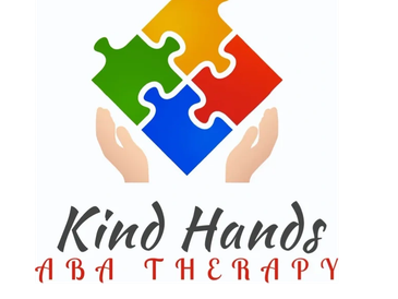 Logo with colorful puzzle pieces held by hands, symbolizing care in ABA therapy.