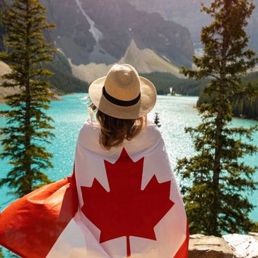 Canadian flag, Lake Louise