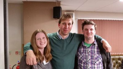 Professor Chris Lintott at our club with some of our members