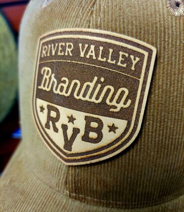 custom laser engraved leather hat patch